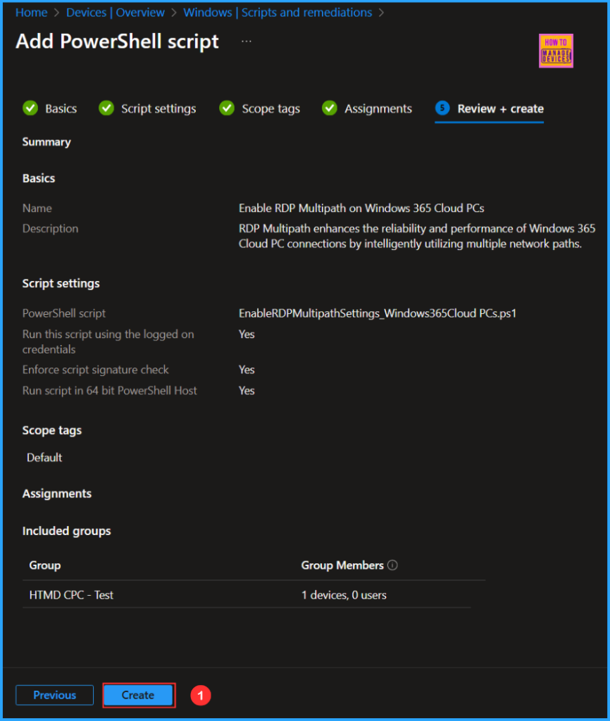 How to Enable RDP Multipath on Windows 365 Cloud PCs using Intune PowerShell Script 8 How to Enable RDP Multipath on Windows 365 Cloud PCs using Intune PowerShell Script. Fig. 8