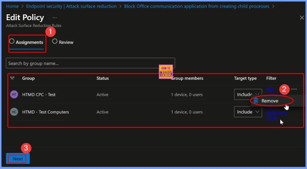 How to Remove Assigned Groups from Attack Surface Reduction ASR Policy in Microsoft Intune 3 How to Remove Assigned Groups from Attack Surface Reduction ASR Policy in Microsoft Intune - Fig.3