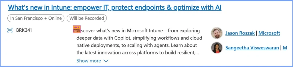 List of Intune Sessions in Microsoft Ignite 2025 4 List of Intune Sessions in Microsoft Ignite 2025 - Fig.4