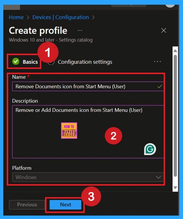 Remove Documents Icon from the Start Menu using Intune Policy -Fig.2