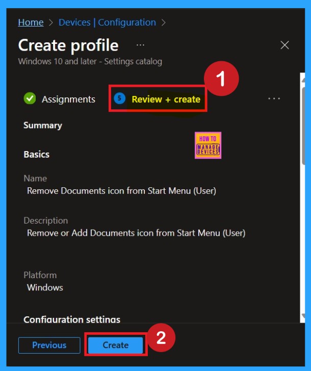 Remove Documents Icon from the Start Menu using Intune Policy -Fig.8