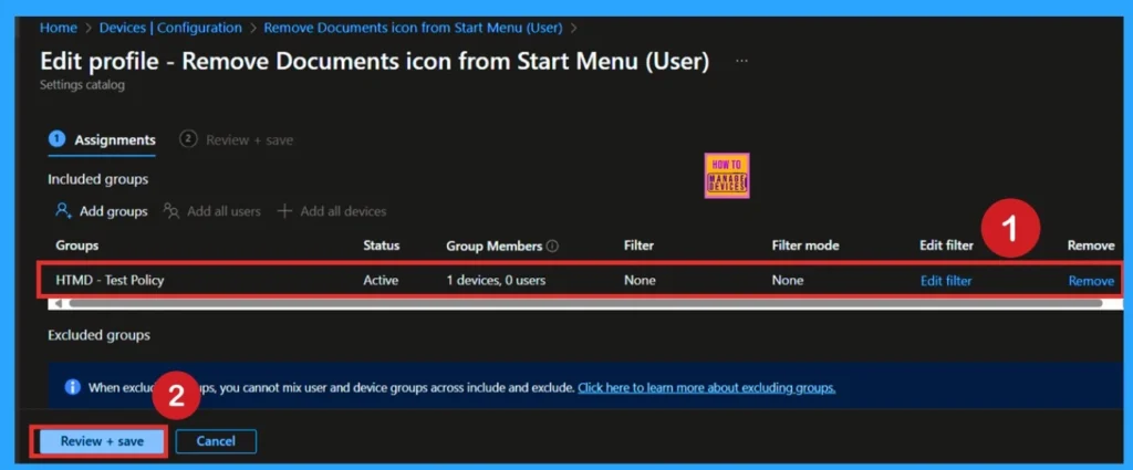 Remove Documents Icon from the Start Menu using Intune Policy -Fig.11