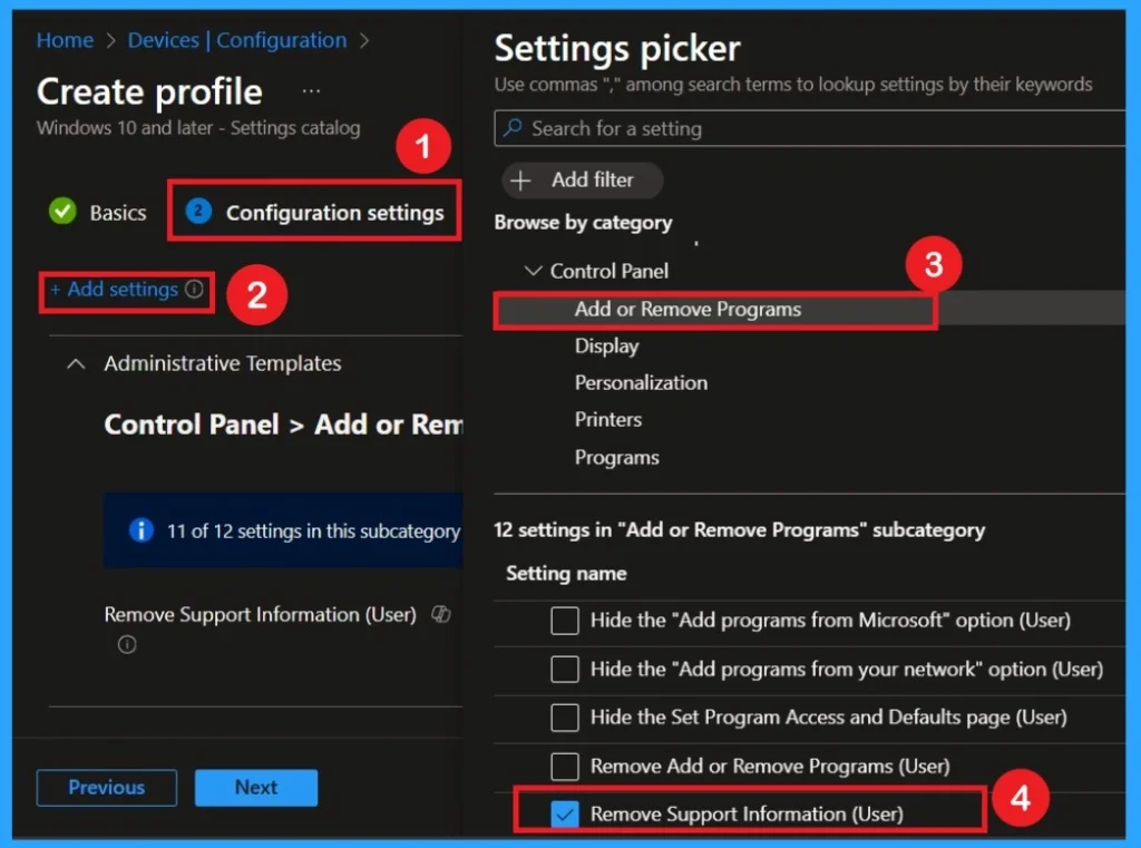 Prevent Users from Accessing Support Information in Programs using Intune Policy 3 Prevent Users from Accessing Support Information in Programs using Intune Policy -Fig.3