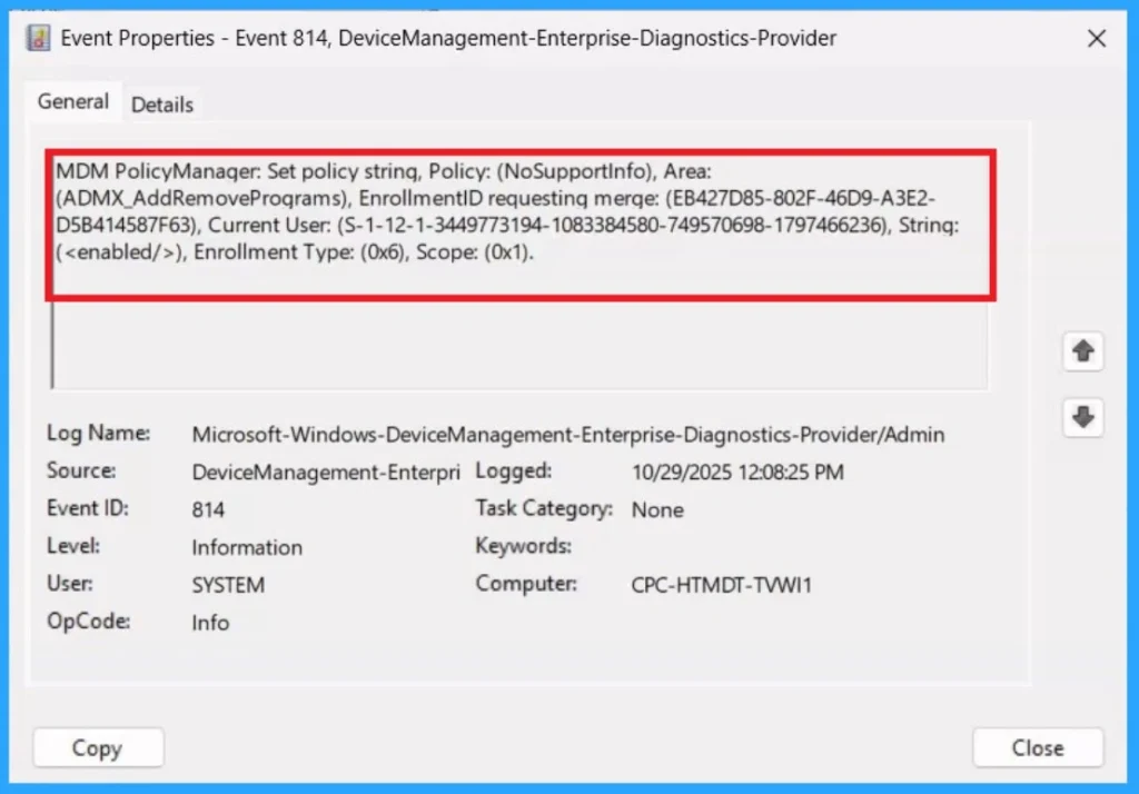 Prevent Users from Accessing Support Information in Programs using Intune Policy 9 Prevent Users from Accessing Support Information in Programs using Intune Policy -Fig.9