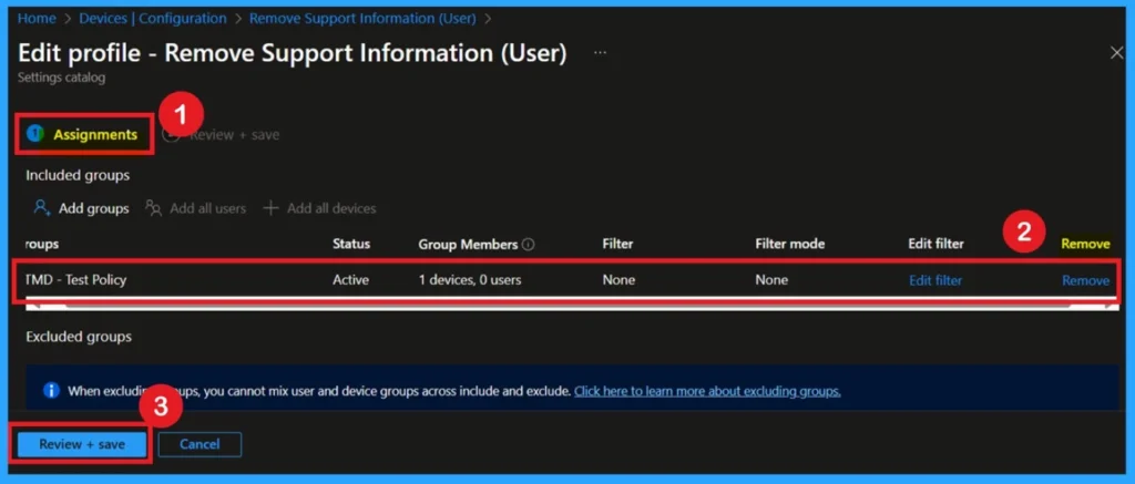 Prevent Users from Accessing Support Information in Programs using Intune Policy 10 Prevent Users from Accessing Support Information in Programs using Intune Policy -Fig.10
