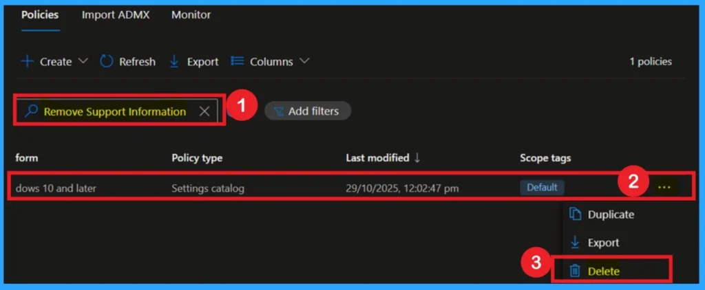 Prevent Users from Accessing Support Information in Programs using Intune Policy 11 Prevent Users from Accessing Support Information in Programs using Intune Policy -Fig.11