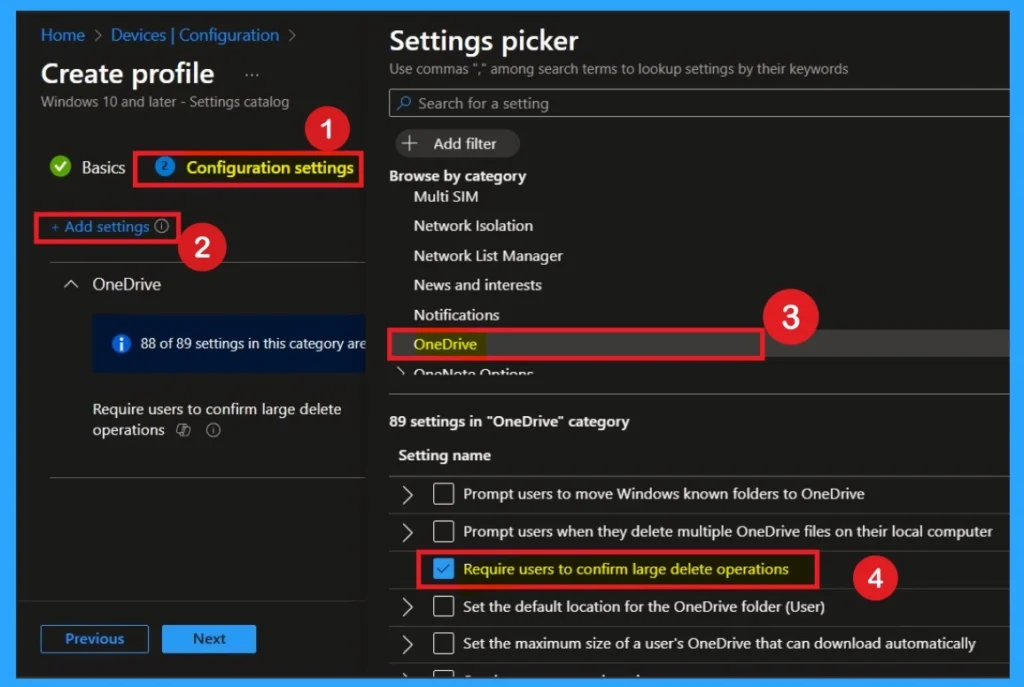 Require users to Confirm Large Delete Operations in OneDrive using Intune Policy 3 Require users to Confirm Large Delete Operations in OneDrive using Intune Policy - Fig.3
