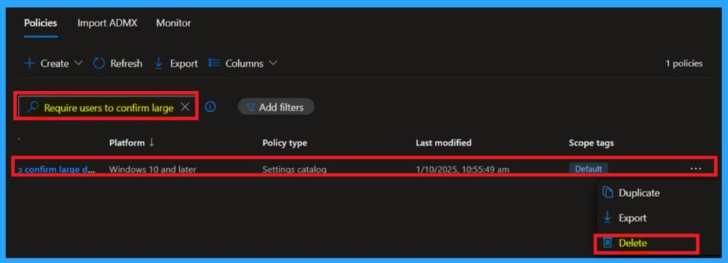 Require users to Confirm Large Delete Operations in OneDrive using Intune Policy 12 Require users to Confirm Large Delete Operations in OneDrive using Intune Policy - Fig.12