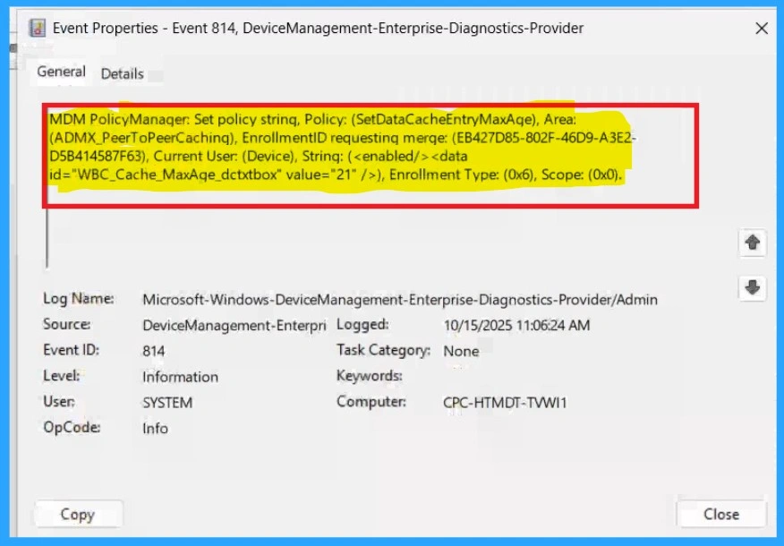 Enhance Data Retrieval Speed by Adjusting BranchCache Age using Intune Policy- Fig.11