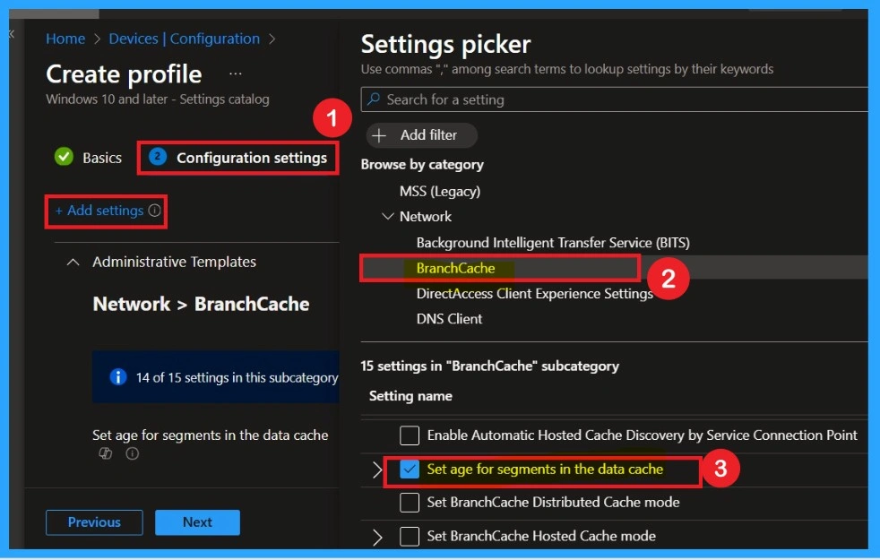 Enhance Data Retrieval Speed by Adjusting BranchCache Age using Intune Policy- Fig.4