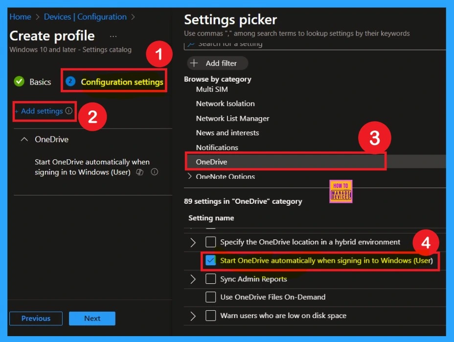 Start OneDrive Automatically when Signing in to Windows for OneDrive using Intune Policy 3 Start OneDrive Automatically when Signing in to Windows using Intune Policy- Fig.3