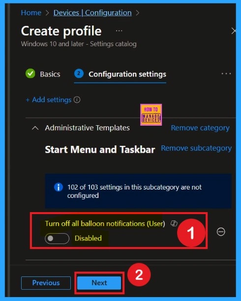 Turn On or Off All Balloon Notifications in Taskbar using the Intune Policy 5 Turn On or Off All Balloon Notifications in Taskbar using the Intune Policy -Fig.5