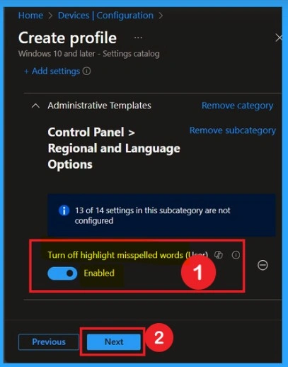 Turn On or Off Highlight Misspelled Words Using Intune Policy - Fig 6