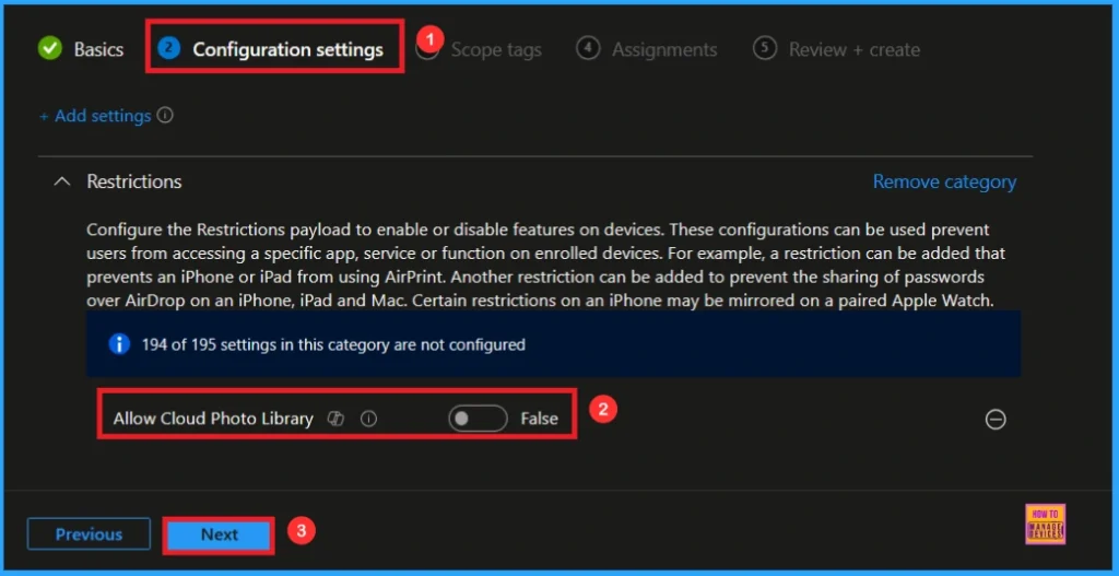 Block iCloud Photo Library to Prevent iCloud Syncing using Intune - Fig.5
