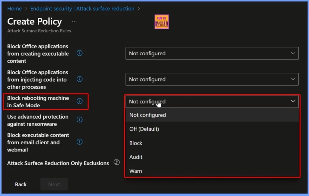 Block Attempts to Restart Devices in Safe Mode using Intune ASR Rule 3 Block Attempts to Restart Devices in Safe Mode using Intune ASR Rule - Fig.3
