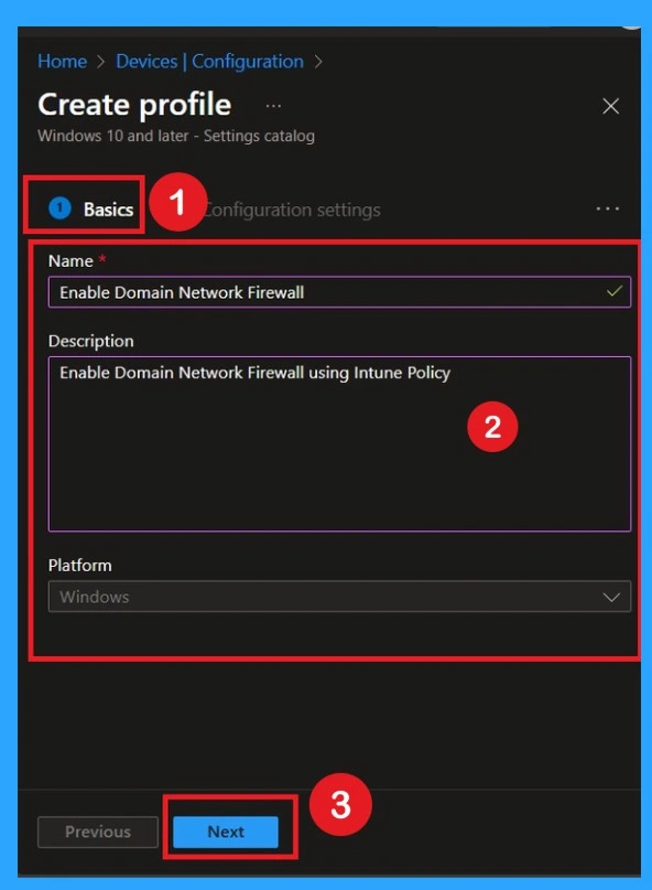 Enable Disable Domain Network Firewall using Intune Policy -Fig.3