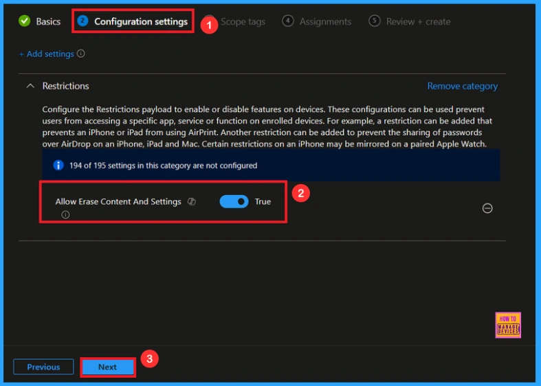 Guide to Disabling the Erase All Content Option on Supervised Devices using Intune - Fig.4