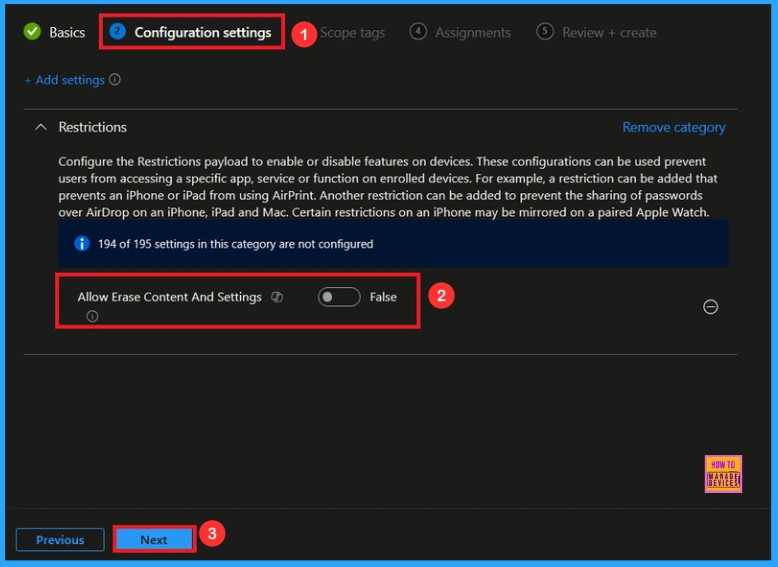 Guide to Disabling the Erase All Content Option on Supervised Devices using Intune - Fig.5