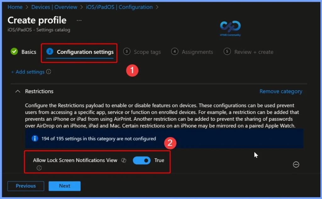 Allow Lock Screen Notifications View on iOS Devices using Intune Policy - Fig.5