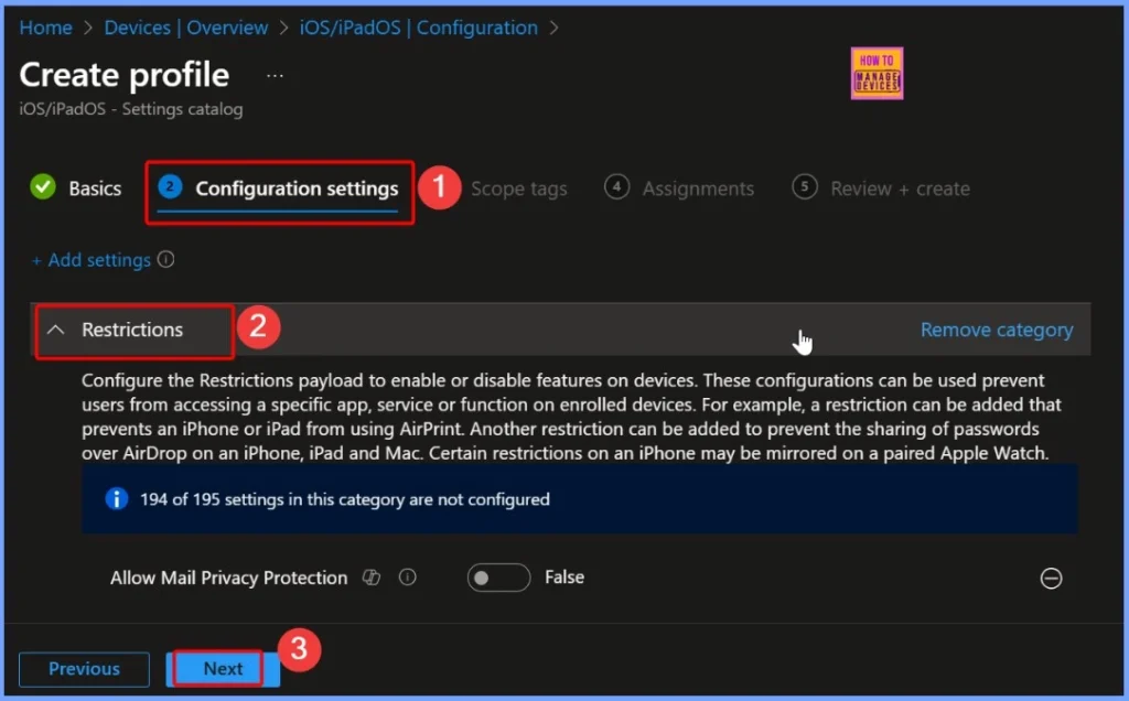 Block Mail Privacy Protection on iOS Devices using Intune Policy 6 Block Mail Privacy Protection on iOS Devices using Intune Policy - Fig.6
