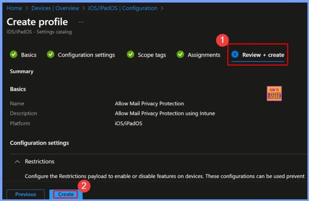 Block Mail Privacy Protection on iOS Devices using Intune Policy 9 Block Mail Privacy Protection on iOS Devices using Intune Policy - Fig.9
