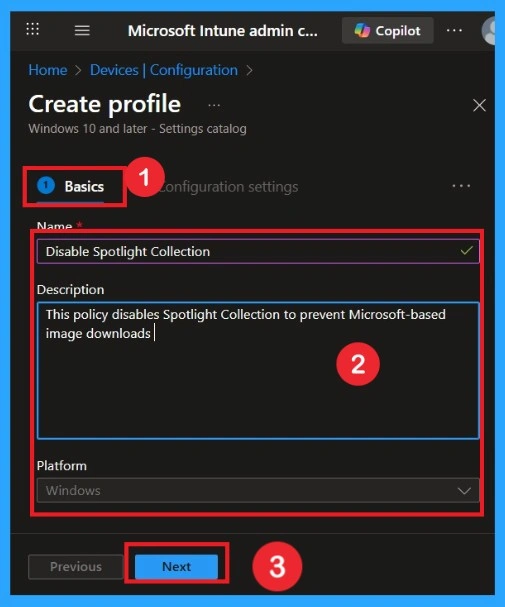 Blocking User Access to Spotlight Personalization Features using Intune Policy 3 Blocking User Access to Spotlight Personalization Features using Intune Policy- Fig.3