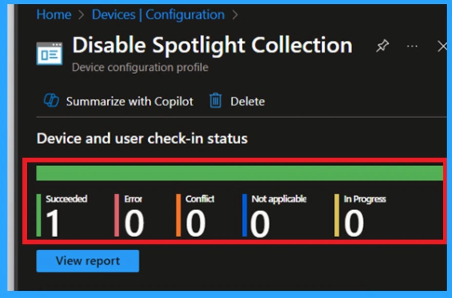 Blocking User Access to Spotlight Personalization Features using Intune Policy 9 Blocking User Access to Spotlight Personalization Features using Intune Policy- Fig.9