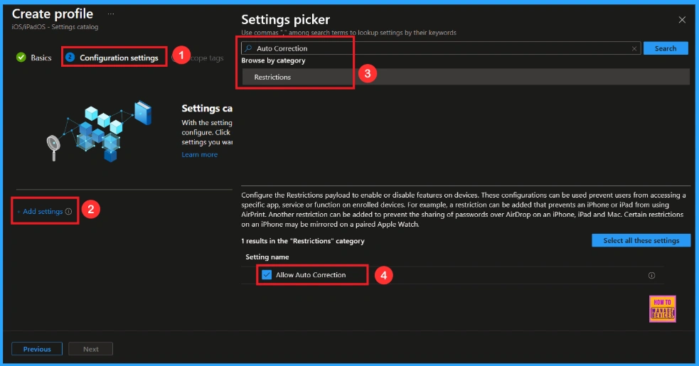 Control Keyboard Auto correction on Supervised iOS Devices using Intune - Fig.3
