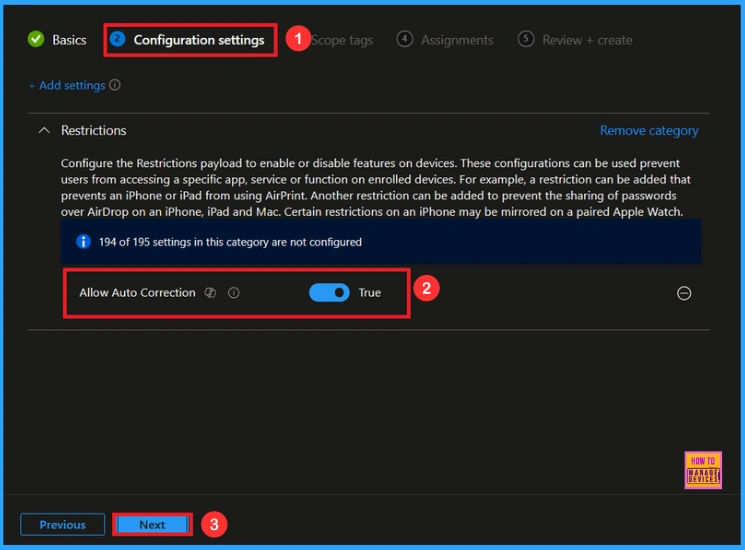 Control Keyboard Auto correction on Supervised iOS Devices using Intune - Fig.4