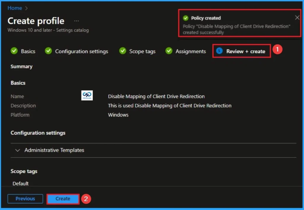Disable Client Drive Redirect Mapping in Remote Desktop Services Session using Intune - Fig.10