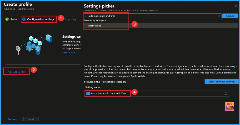 Enforcing Automatic Date and Time for Supervised iOS Devices using Intune 3 Enforcing Automatic Date and Time for Supervised iOS Devices using Intune - Fig.3