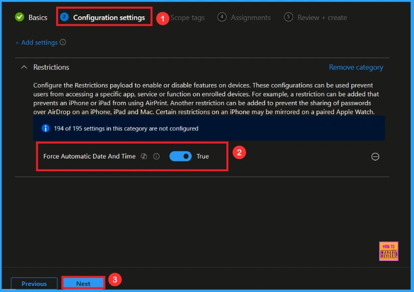 Enforcing Automatic Date and Time for Supervised iOS Devices using Intune 5 Enforcing Automatic Date and Time for Supervised iOS Devices using Intune - Fig.5