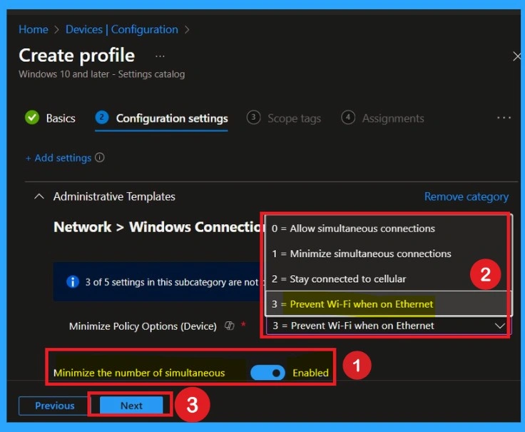 Improving Network Protection with the Minimize Simultaneous Connections Policy in Intune- Fig.6