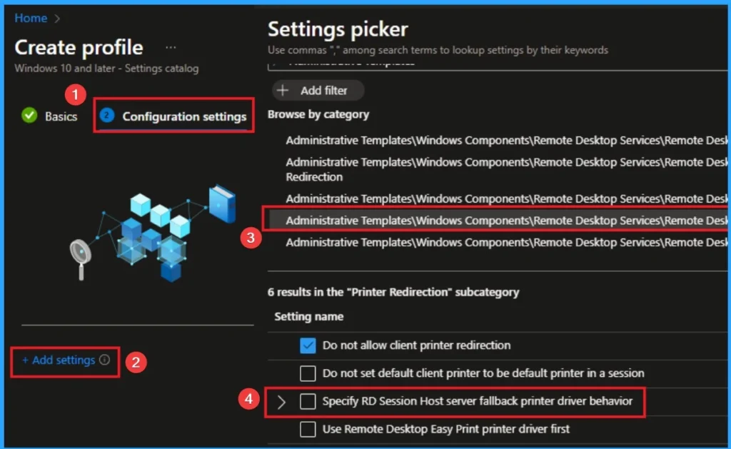 How to Prevent Mapping of Client Printers in Remote Desktop Services Sessions using Intune - Fig.4