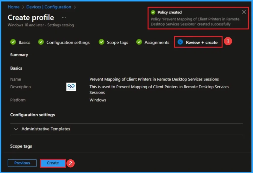 How to Prevent Mapping of Client Printers in Remote Desktop Services Sessions using Intune - Fig.9