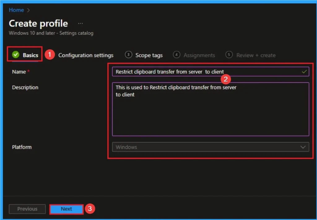 How to Restrict Clipboard Transfer from Client to Server on Remote Desktop Services using Intune 3 How to Restrict Clipboard Transfer from Client to Server on Remote Desktop Services using Intune - Fig.3