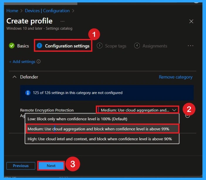 Improve Device Security and Reduce Malicious IP Access with Remote Encryption Protection Aggressiveness Policy using Intune 4 Improve Device Security and Reduce Malicious IP Access with Remote Encryption Protection Aggressiveness Policy using Intune -Fig.4