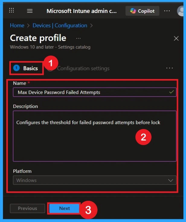 Max Failed Password Attempts Configuration using Intune Policy 3 Max Failed Password Attempts Configuration using Intune Policy -Fig.3