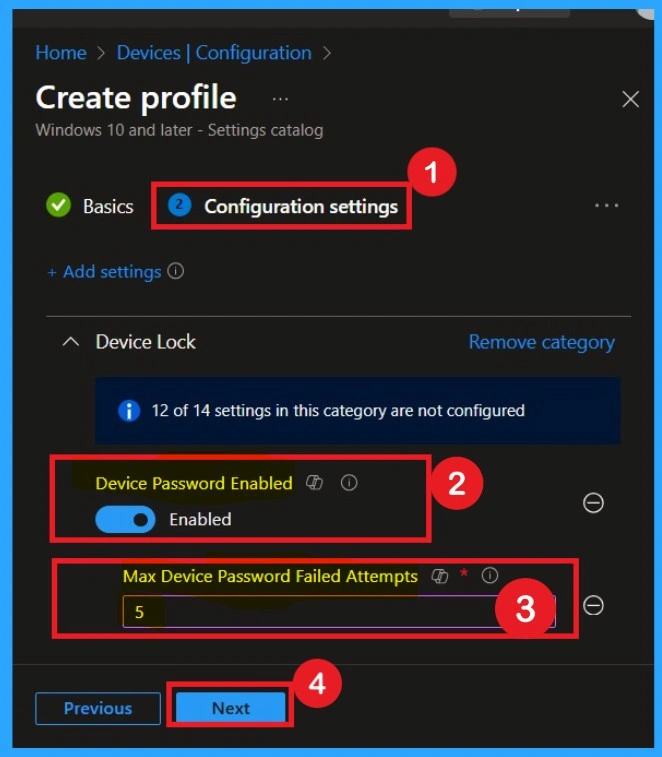 Max Failed Password Attempts Configuration using Intune Policy 6 Max Failed Password Attempts Configuration using Intune Policy- Fig.6