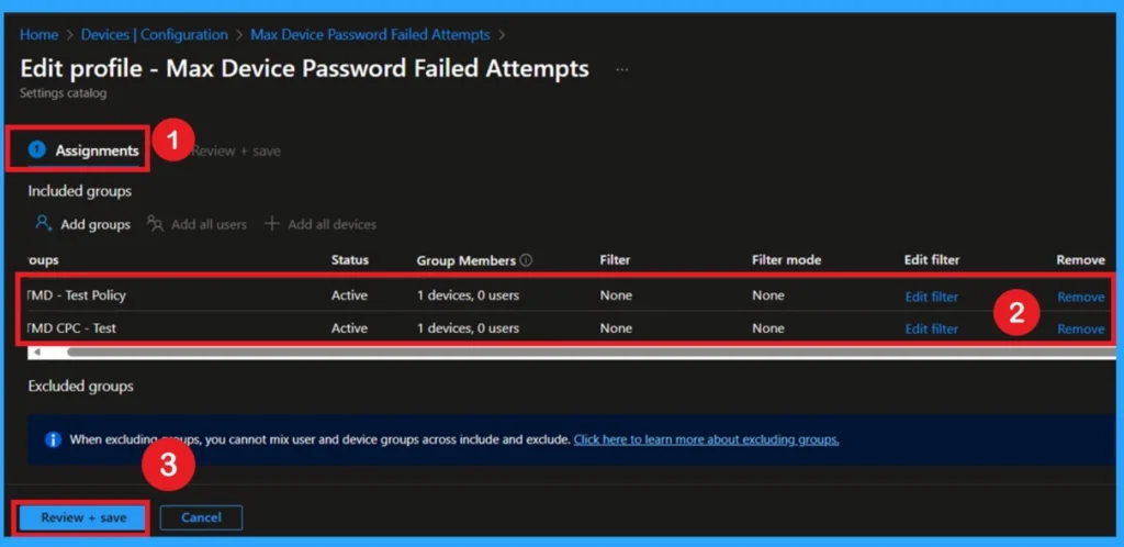 Max Failed Password Attempts Configuration using Intune Policy 12 Max Failed Password Attempts Configuration using Intune Policy- Fig.12