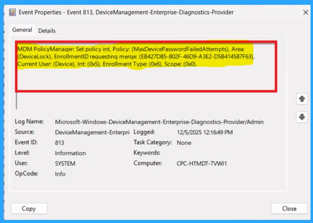 Max Failed Password Attempts Configuration using Intune Policy 11 Max Failed Password Attempts Configuration using Intune Policy- Fig.11