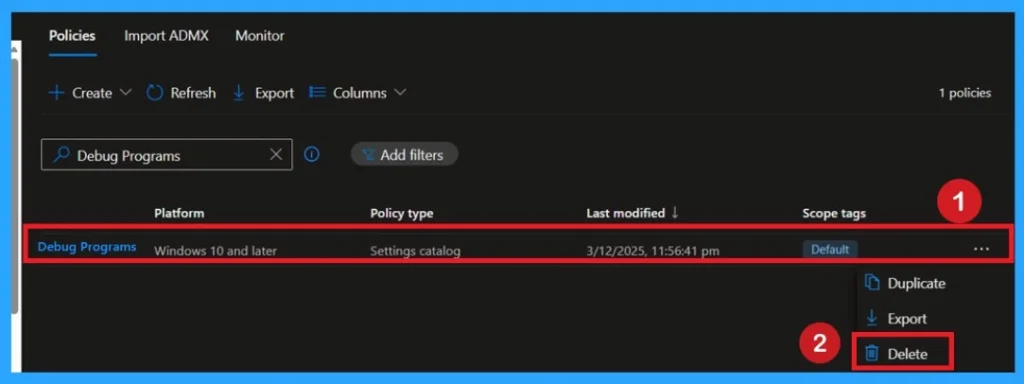 Protecting Sensitive System Memory by Configuring Debug Programs using Intune Policy 11 Protecting Sensitive System Memory by Configuring Debug Programs using Intune Policy- Fig. 10