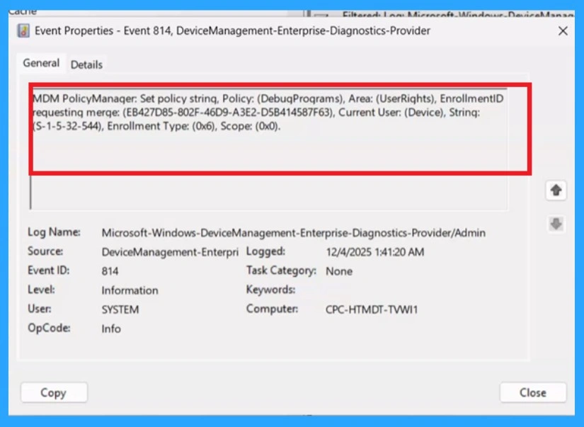 Protecting Sensitive System Memory by Configuring Debug Programs using Intune Policy 9 Protecting Sensitive System Memory by Configuring Debug Programs using Intune Policy- Fig. 8