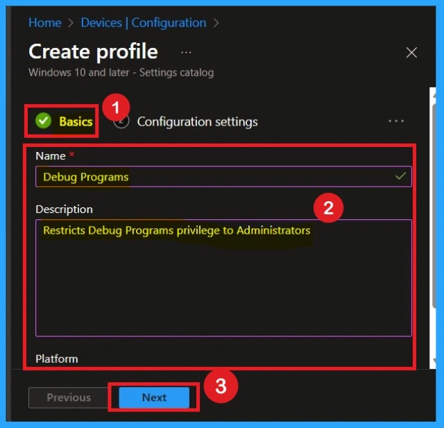 Protecting Sensitive System Memory by Configuring Debug Programs using Intune Policy 2 Protecting Sensitive System Memory by Configuring Debug Programs using Intune Policy- Fig.2