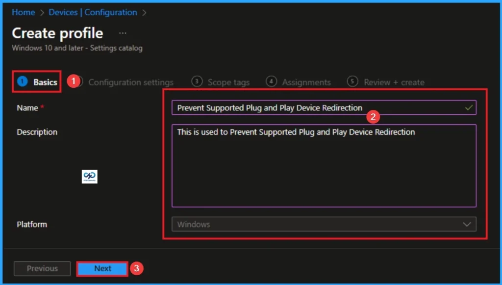 Prevent Supported Plug and Play Device Redirection in Remote Desktop Services Sessions using Intune 3 Prevent Supported Plug and Play Device Redirection in Remote Desktop Services Sessions using Intune - Fig.3