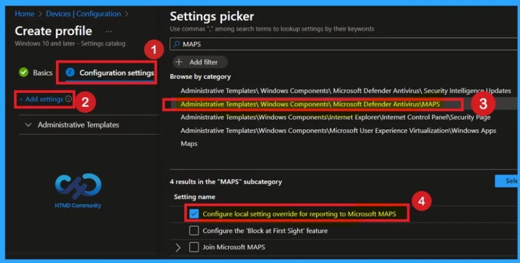 Maintaining Enterprise Control Over Defender MAPS Reporting using Intune Policy -Fig.4