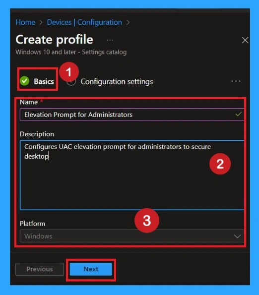 Enhancing System Security by Configuring UAC Elevation Prompts using Intune policy -Fig.3