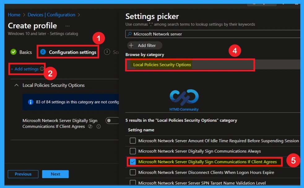 Securing SMB Communication using Intune with the Digitally Sign Communications If Client Agrees Policy- Fig.3