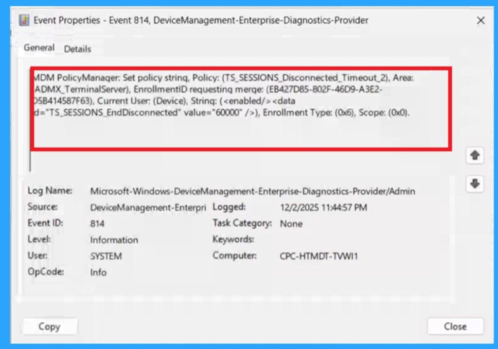 Managing Disconnected Remote Desktop Sessions for Security and Resource Optimization Using Intune Policy -Fig.9