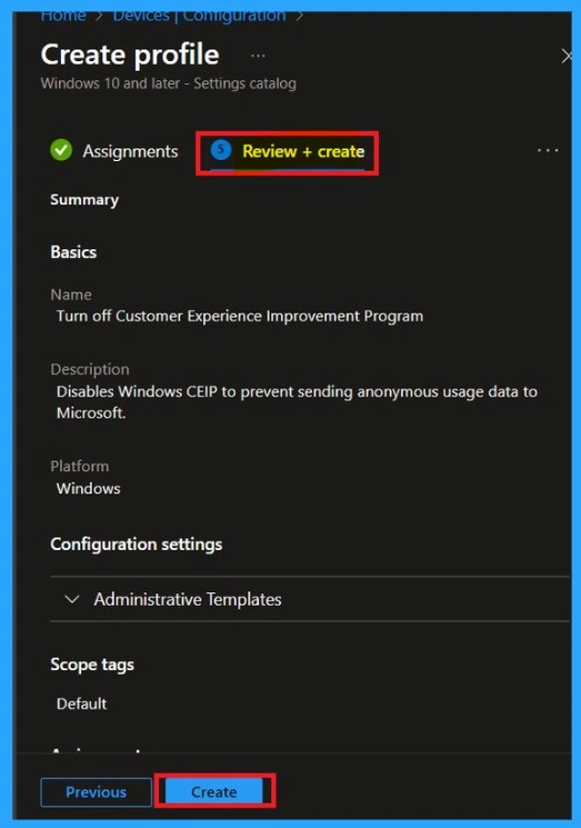 Turn Off Customer Experience Improvement Program to Prevent Enterprise Data Sharing using Intune Policy 9 Turn Off Customer Experience Improvement Program to Prevent Enterprise Data Sharing using Intune Policy- Fig.10